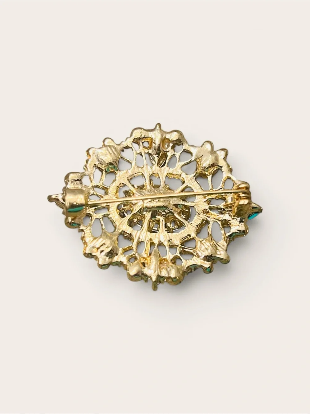 Champagne Rhinestone Gold Tone brooch